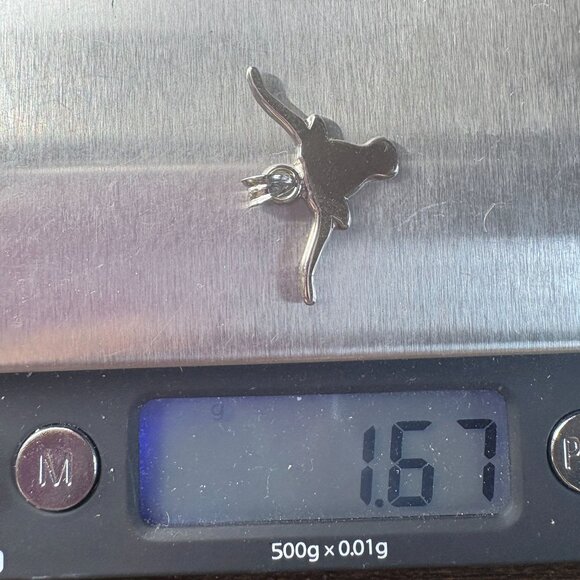 VTG Solid Sterling Silver 925 Longhorn Bull Design Pendant Size 1" Length - Picture 6 of 8